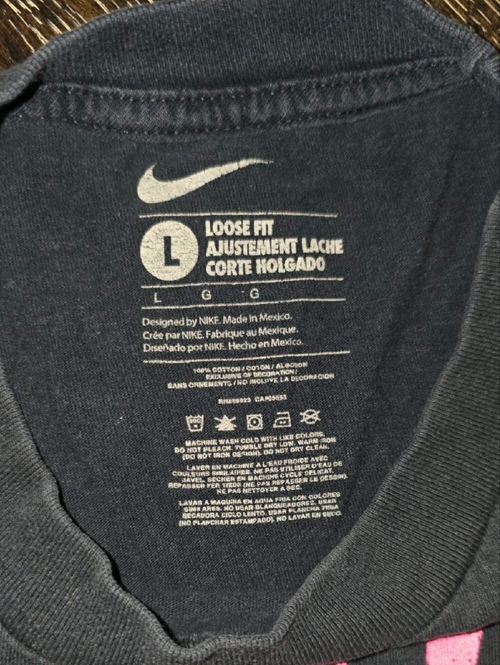 Nike Black Short Sleeve Tee with Pink and Blue Logo Stack - Picture 2 of 2
